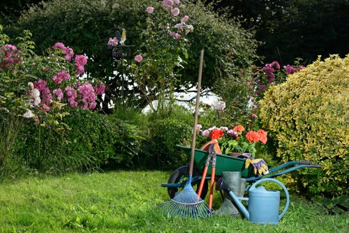 Garden service issue being assessed during a landscaping inspection